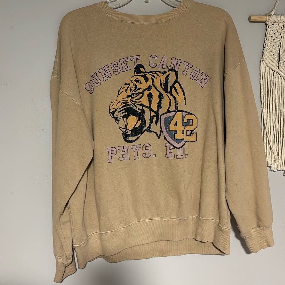 Womens Arizona Desert Tan Sweatshirt Long Sleeve Sunset Canyon Phys Ed.